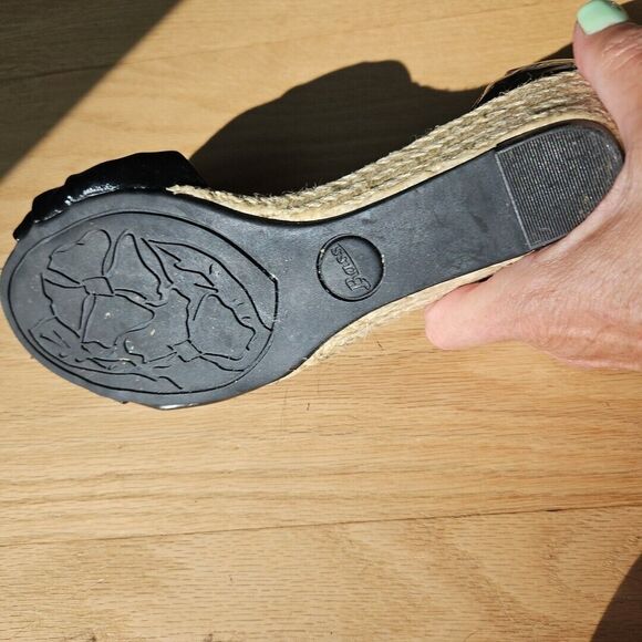 Bass Sandals Women's Size 7.5M Black‎ Faux Leather  Open Toe Wedges "Valerie" - Picture 5 of 6